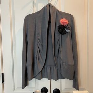 Maurices Gray Ruffle Cardigan S